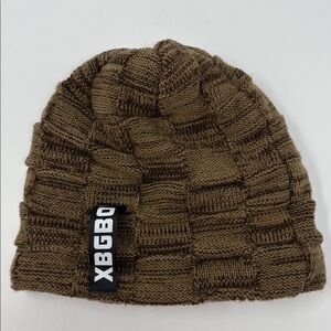 XBGBOY: Fleece Cable Knit Beanie/Skull Cap, Lined, Black Brown